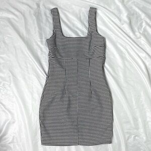 H&M Monochrome Houndstooth Mini Dress